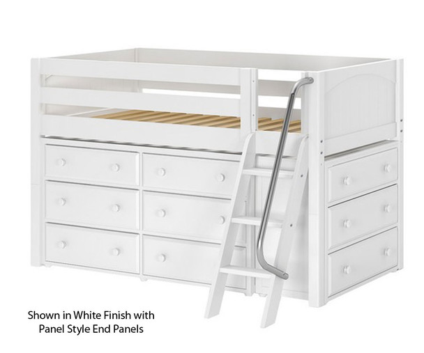 Maxtrix KICKS Low Loft Bed w/ Dressers Twin Size White | 26394 | MX-KICKS-WX