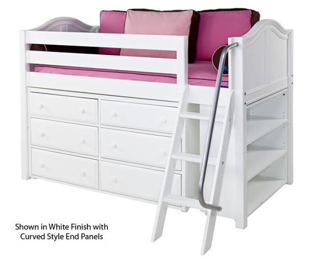 Maxtrix KICKS Low Loft Bed w/ Dresser & Bookcase Twin Size Natural | Maxtrix Furniture | MX-KICKS2-NX