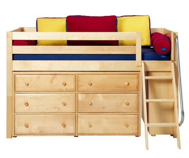 Maxtrix KICKS Low Loft Bed w/ Dresser & Bookcase Twin Size Natural | Maxtrix Furniture | MX-KICKS2-NX