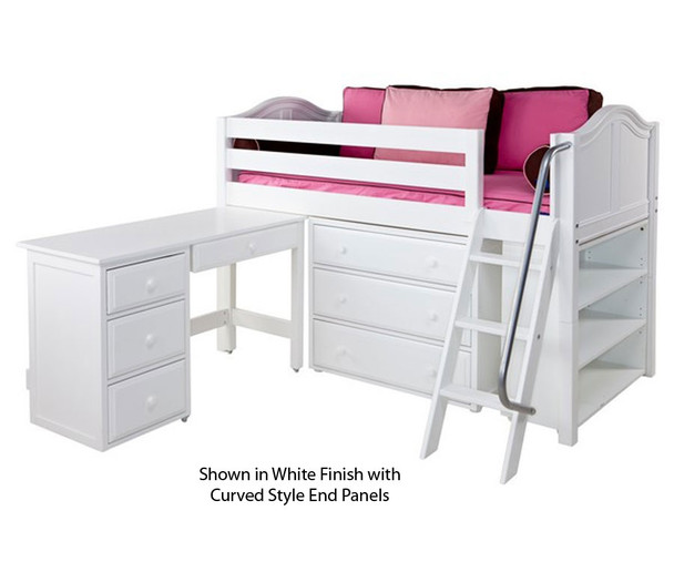 Maxtrix KICKS Low Loft Bed w/ Storage & Desk Twin Size Chestnut | Maxtrix Furniture | MX-KICKS3L-CX