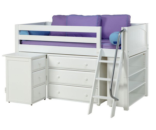 Maxtrix KICKS Low Loft Bed w/ Storage & Desk Twin Size Chestnut | Maxtrix Furniture | MX-KICKS3L-CX