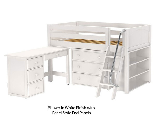 Maxtrix KICKS Low Loft Bed w/ Storage & Desk Twin Size White | Maxtrix Furniture | MX-KICKS3L-WX