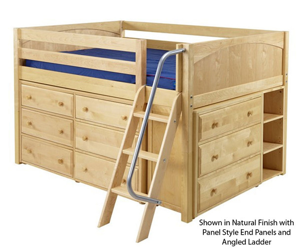 Maxtrix LARGE Low Loft Bed w/ Dressers Full Size Chestnut | Maxtrix Furniture | MX-LARGE3-CX
