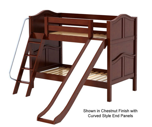 Maxtrix LAUGH Low Bunk Bed w/ Slide Twin Size Chestnut | Maxtrix Furniture | MX-LAUGH-CX