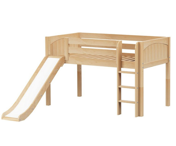 Maxtrix MARVELOUS Low Loft Bed with Slide Twin Size Natural | Maxtrix Furniture | MX-MARVELOUS-NX