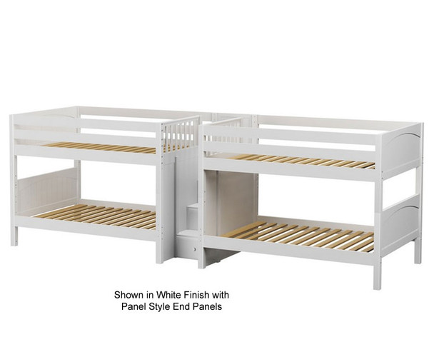 Maxtrix MEGA Quadruple Low Bunk Bed with Stairs Full Size Chestnut | Maxtrix Furniture | MX-MEGA-CX