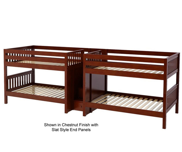 Maxtrix MEGA Quadruple Low Bunk Bed with Stairs Full Size White | Maxtrix Furniture | MX-MEGA-WX