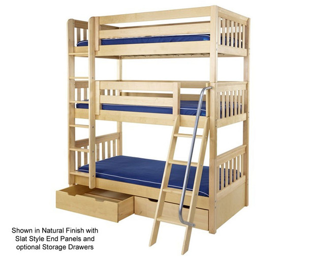 Maxtrix MOLY Triple Bunk Bed Twin Size Natural | Maxtrix Furniture | MX-MOLY-NX