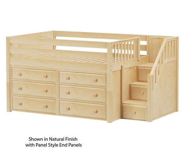 Maxtrix PERFECT Storage Low Loft Bed with Stairs Full Size Natural 1 | 26503 | MX-PERFECT3-NX