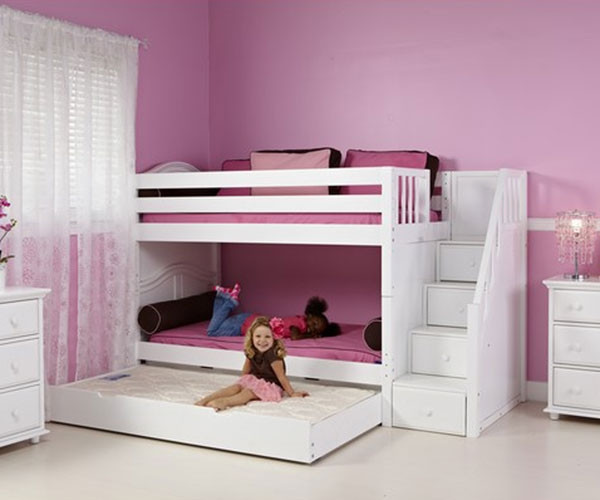 Maxtrix STACKER Low Bunk Bed with Stairs Twin Size Natural | Shop