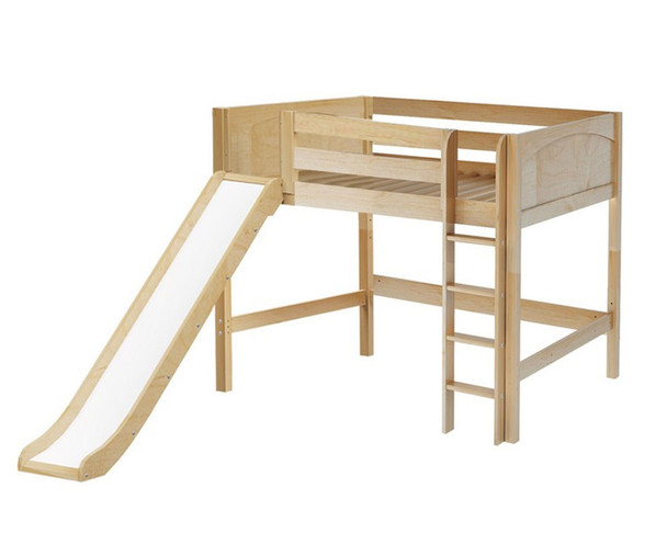 Maxtrix SUGAR Mid Loft Bed with Slide Full Size Natural | Maxtrix Furniture | MX-SUGAR-NX