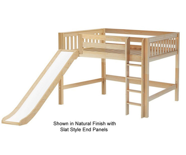Maxtrix SUGAR Mid Loft Bed with Slide Full Size Natural | Maxtrix Furniture | MX-SUGAR-NX