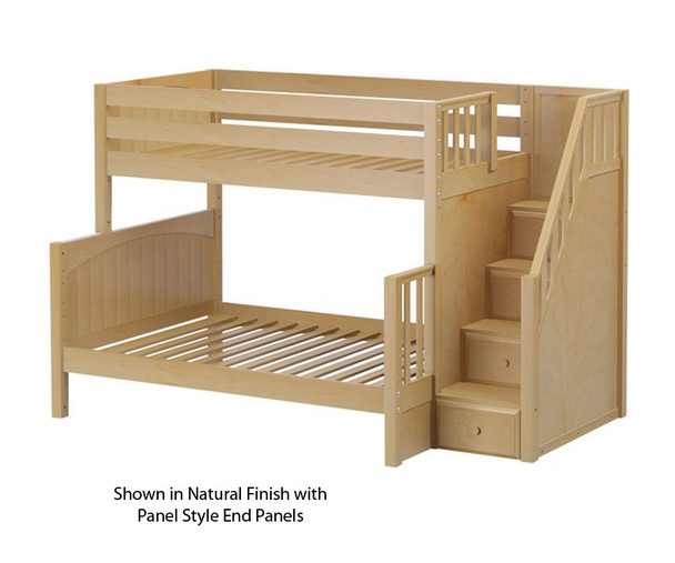 Maxtrix SUMO Bunk Bed with Stairs Twin over Full Size White | 26568 | MX-SUMO-WX