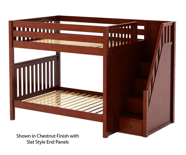 Maxtrix TOPPER High Bunk Bed with Stairs Full Size Chestnut | 26596 | MX-TOPPER-CX