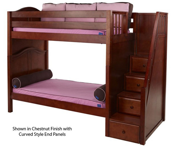 Maxtrix WOPPER High Bunk Bed with Stairs Twin Size Chestnut | Maxtrix Furniture | MX-WOPPER-CX