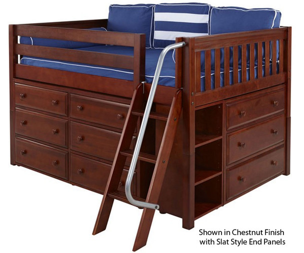 Maxtrix XL Low Loft Bed w/ Dressers Full Size Natural | Maxtrix Furniture | MX-XL3-NX