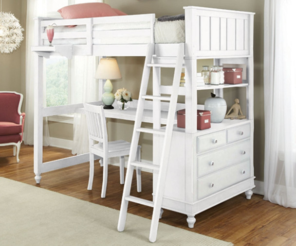 Lakehouse Loft Bed with Desk White | NE Kids | NE1040-Desk