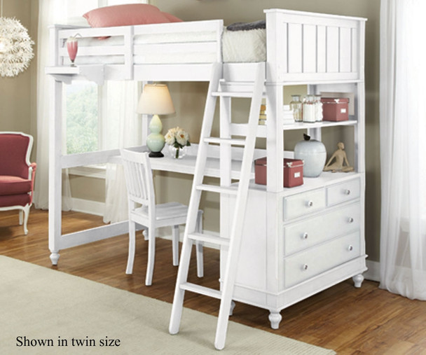 Lakehouse Loft Bed with Desk Full Size White | NE Kids | NE1045-Desk