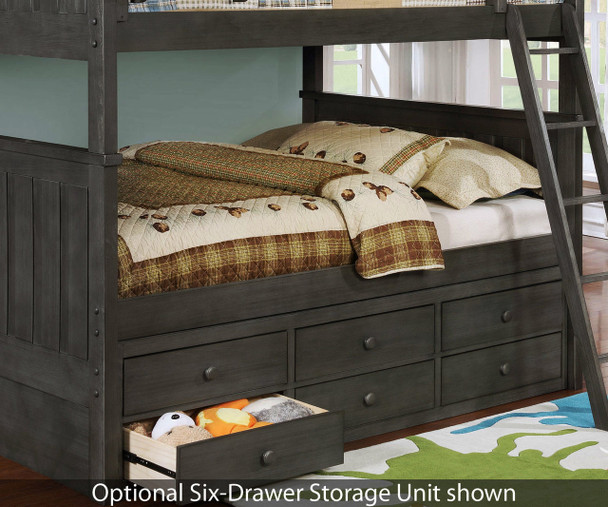 Allen House Brandon Bunk Bed with Stairs Weathered Dark Gray