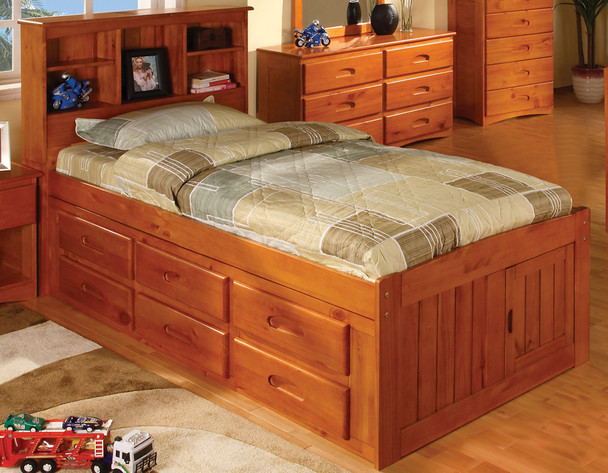 Ridgeline Twin Size  Bookcase Captains Trundle  Bed