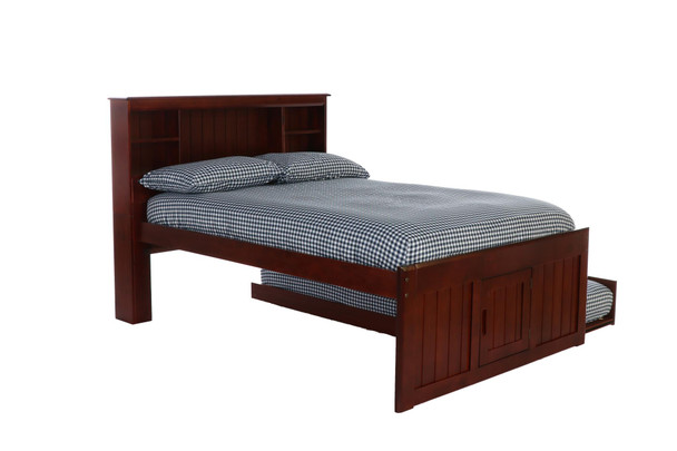 Acadia Merlot Full Size Bookcase Trundle Captains Bed