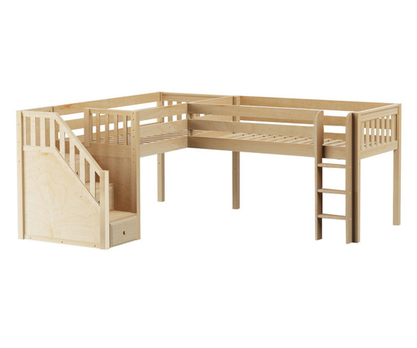 Maxtrix FLIPFLOP Corner Low Loft Bed Twin Size Natural