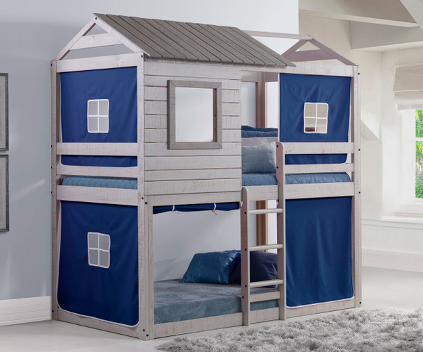 Cabin Bunk Bed Gray with Blue Tent