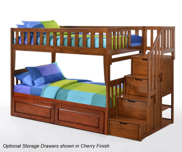 Crestwood Twin over Full Bunk Bed with Stairs White