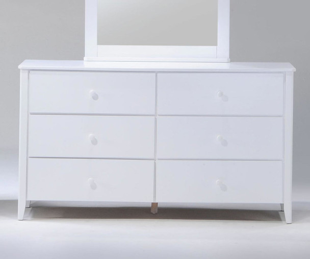 Zest 6 Drawer Dresser White