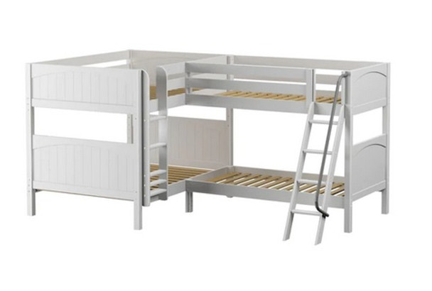 Maxtrix CROSS Full + Twin Medium Corner Bunk with Straight Ladder and Angled Ladder