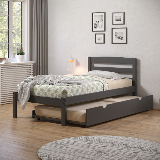 Lauren Twin Size Bed - Dark Grey