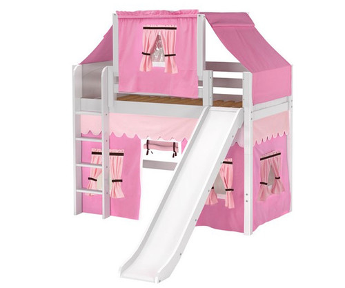 Maxtrix AWESOME Mid Loft Bed with Tent & Slide Twin Size