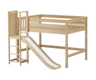 Maxtrix RAVINE Mid Loft Bed with Slide Platform Full Size Natural