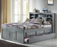 Westport Gray Full Bookcase Captains Trundle Bed