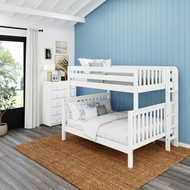 Full XL over Queen High Bunk Bed in White 