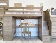 Allen House Full Size Loft Bed with Desk in Sand Finish
