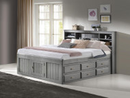 Westport Gray Queen Bookcase Captains Bed