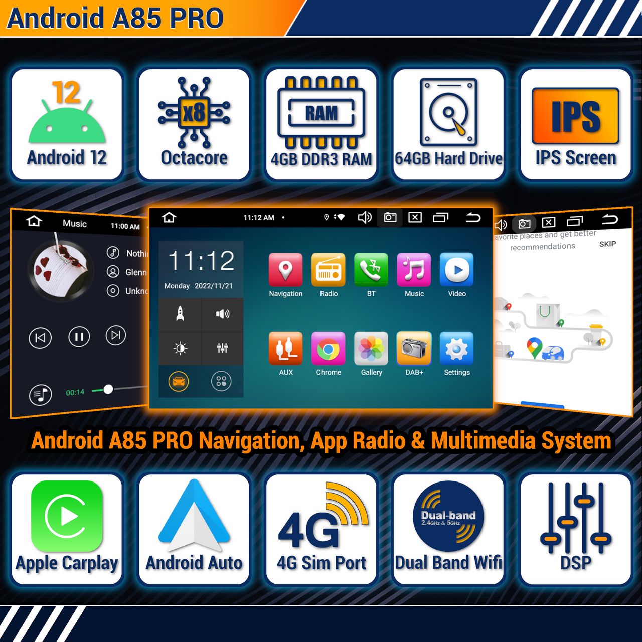 4G+64G] 8-Core Android 12 Autoradio pour Audi TT MK2 2006-2014 GPS