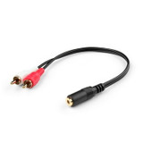 ATD RCA-32001 Gold Plated RCA Audio to 3.5mm AUX Jack Female Lead Y Splitter Adaptor Cable