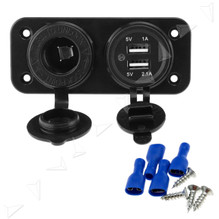 ATD CAR-22937 Black Dual USB Car Cigarette Lighter Socket Terminal Splitter & Charger
