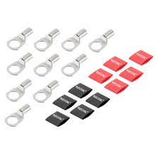 RECOIL RT10 8 AWG Copper Ring Terminals With Red & Black Heat Shrink 10.4mm Bolt Mouth Size