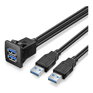 ATD FFU-24303 Dual USB 3.0 Square Dash Mount 1M For Universal Adaptor Compact Flush Fit