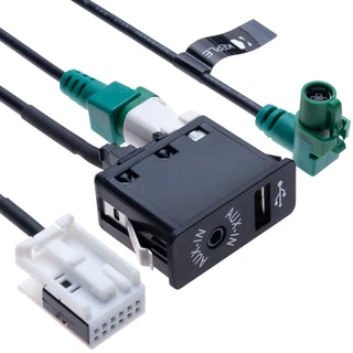 ATD FFU-24133 USB & AUX 3.5mm Cable For BMW Factory Port 12Pin & 4Pin E60 E63 E81 E87 E90