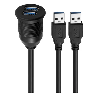 ATD FFU-24301 Dual Rounded Mount Dashboard Panel USB 3.0 Flush Fit Cigar Circular Socket 1M