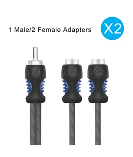Recoil R1M2F Echo Series OFC RCA Y-Adapter 1 Male to 2 Female 2-Pack With Noise Reduction (0.3m)