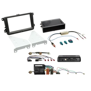 ACV 611320-30-6 Double DIN Fitting Installation Kit With Pocket For Skoda/VW Black (MQB)