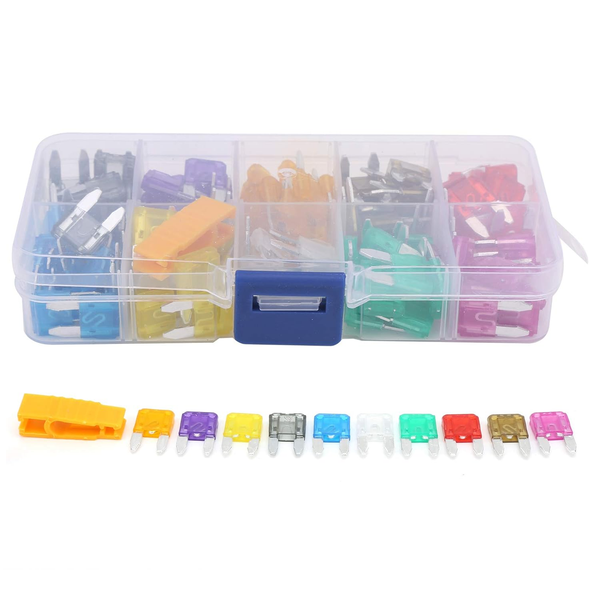 ATD CAR-49640 Mini ATO Blade Fuse Assorted 120pcs Box Set With Fuse Removal Tool (2-35 Amp)