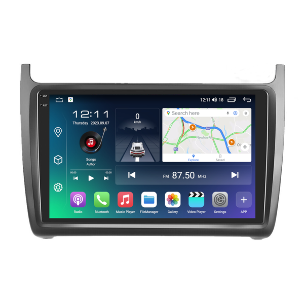 PBA VW2069S 2K QLED Sat Nav GPS With CarPlay Android Auto Radio For VW Polo Mk5 In Silver