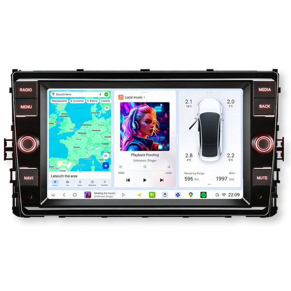 8" DUDU7 18DZ Android Head Unit 12GB 512GB CarPlay SatNav For VW & Skoda MQB MIB2.5 T6.1