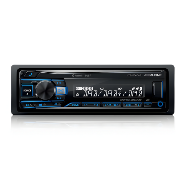 Alpine UTE-204DAB Short Chassis Single DIN Car Stereo with Bluetooth DAB/DAB+ AUX USB